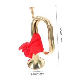 FRCOLOR Metal Bugle Trumpet for Beginners Stylish Horn Instrument with Comfortable Grip for Bands Unique Design with Scarf for Elegant Performances