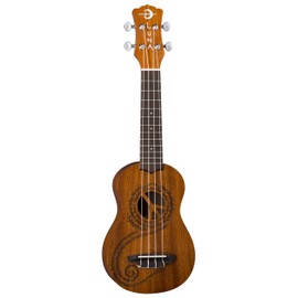 Luna Maluhia Peace Soprano Ukulele with Gig Bag, Satin Natural