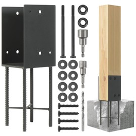 Wocepu 2 pack Heavy Duty Stainless Steels U-Shape 6"x6"(Actual 5.5"x5.5") Wet Concrete Fence Post Holder for Terrace psot base, Wood Gazebo, Fences, Deck railings wood post bracket anchors (Dark Grey)