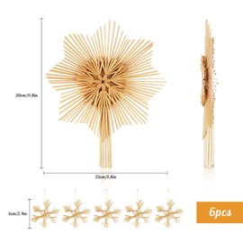 ilauke Tree Topper 25 cm Natural Straw Christmas Tree Topper Star for Christmas, Christmas Tree Topper