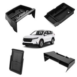 4PCS Center Console Organizer for Honda CR-V 2023-2025, Dashboard Storage Tray with Phone Holder Accessories Lower Center Console Organizer for CRV, Armrest Hidden Storage Interior with Anti-Slip Mats