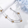 POPLYKE S925 Sterling Silver Yellow Crystal Anklet Layered Chain Ankle