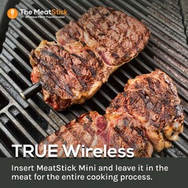 The MeatStick Mini Thermometer with App, Wireless Meat Thermometer with 10 m Range, Precise Temperature Measuring Device up to 85 °C, Grill Thermometer with 66 mm Temperature Sensor Including Charger