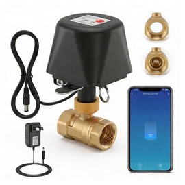 Smart WiFi Water Valve, Brass Motorized Ball Valve with Timer & App Remote Control, Alexa/Google Home Compatible, Ideal for Garden Sprinkler, Pool Filling, Greenhouse & Hydroponics, 3/4" NPT