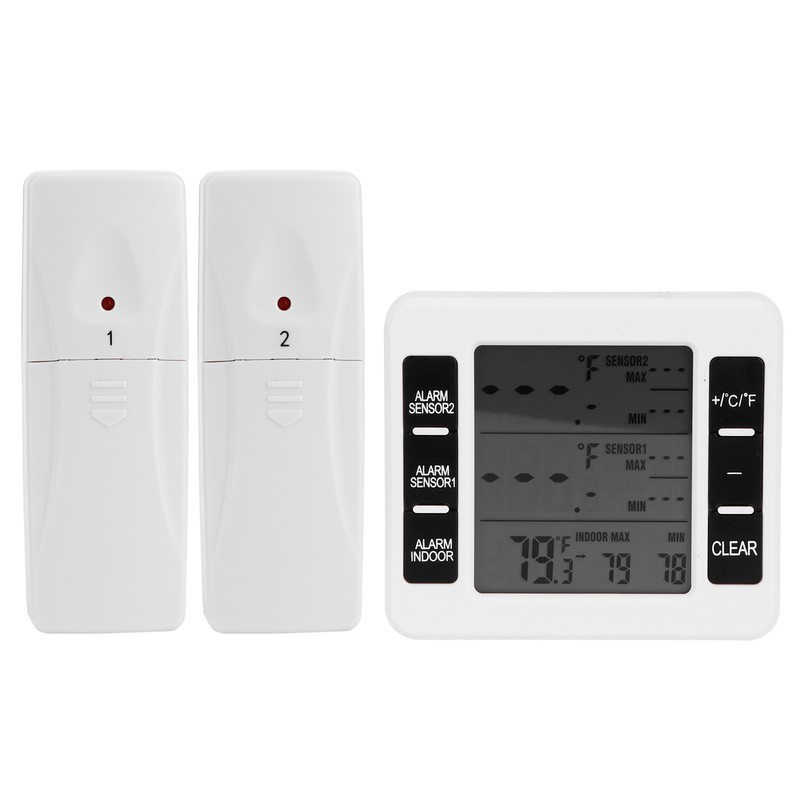Refrigerator Thermometer Wireless Indoor LCD Digital Freezer Alarm Thermometerwith 2
