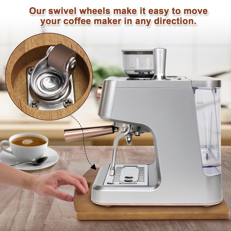 Sliding Tray for Coffee Maker - Solid Wooden Appliance Slider