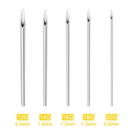 Romlon Ear Nose Piercing Tools - 100Pcs Mixed 12G 14G 16G 18G 20G Stainless Steel Piercing Kit for Ear Nose Navel Belly Nipple Tongue