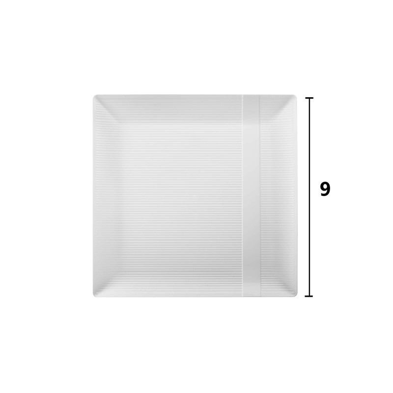 Exquisite Disposable-White-Plastic-Plates-Square Linear (40 Pack) Wedding Dinner Fancy Tableware Dishes