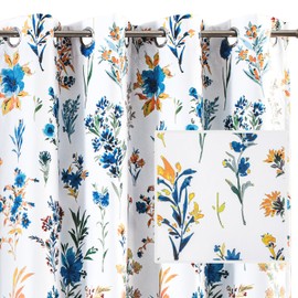 DriftAway Floral Curtains for Bedroom 63 inches Long Living Room Lined Blackout Drapes Thermal Insulated Grommet for Kitchen Window 2 Panels