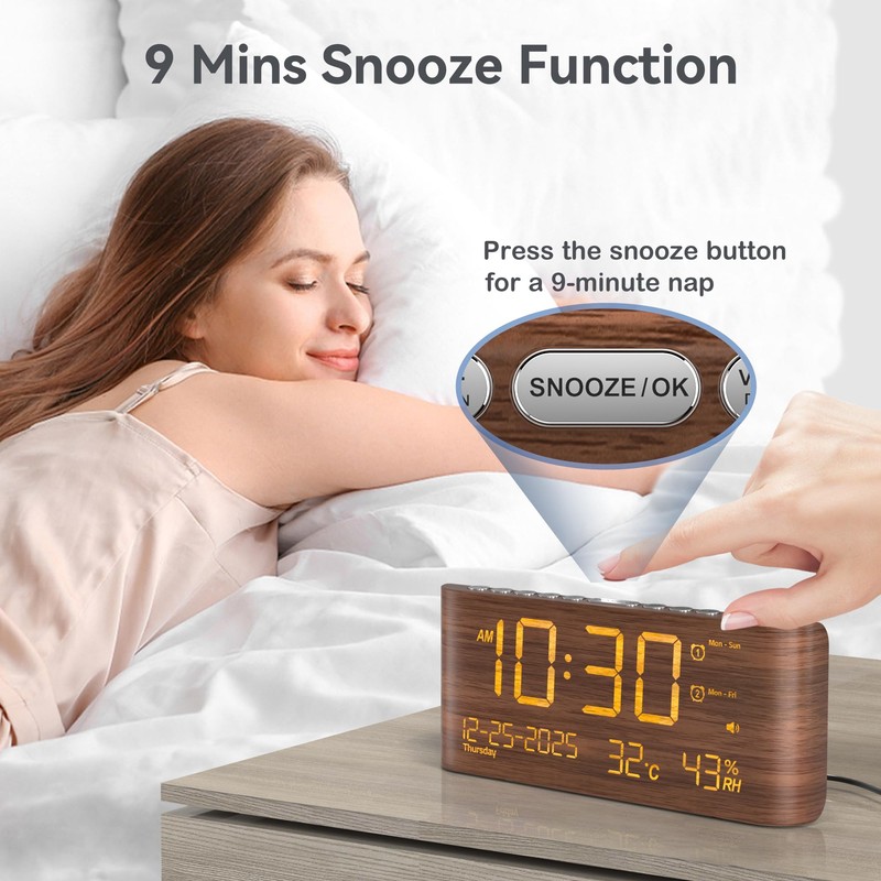 Mesqool Digital Alarm Clock with Temperature & Humidity