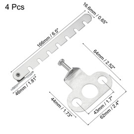 sourcing map Window Restrictor Latch Window Safety Lock Stopper, Limit Stay Adjustable Casement Window Limiter with 7 Slots for Inward Opening Window, Silver Tone (4 Set, 43mm)
