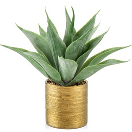 Large Faux Agave Plants Artificial Aloe Plant Fake Succulent Plants in Pot Realistic Agave Plant Artificial Potted Plants for Home Living Room Table Office Desk Bathroom Indoor Decor(Brushed Gold)