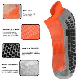 SkiBeaut Men Low Cut Socks Non Slip Grips Cushion Ankle Man 3 Pairs Pilates Yoga Hospital Anti Skid Socks