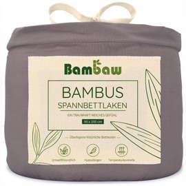 Bambaw - Fitted Sheet 90 x 200 cm - Fitted Sheet Grey - Bamboo Fitted Sheet - Hypoallergenic - Soft and Breathable Fitted Sheets 90 x 200 cm - Fitted Sheet Winter - Fitted Sheet Allergy Sufferers