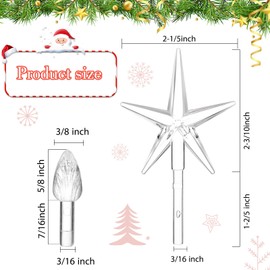 100 Pieces Plastic Christmas Tree Bulbs and 5 Stars Replacement Tree Bulbs for Ceramic Christmas Tree Decorations (Transparent, 4.7 mm Diameter)