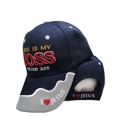 AES Christ Christian Jesus is My Boss 1 Peter 2:25 Dark Blue Embroidered Cap Hat