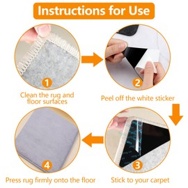 12 Pcs Rug Tape Rug Gripper for Hardwood Floors and Tile,Big Rug Pad Grippers with Reusable and Washable Area Carpet Tape,Non Slip Washable Rug Tape Grip Carpet Corner,Keep Area Rug Flat