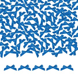 Meseey 100 Pcs Mini Silver Satin Ribbon Bows with Tape 1.5 Inch Self Adhesive Craft Bows Flowers Appliques DIY Craft for Sewing, Scrapbooking, Wedding, Gift,Christmas Decoration (Silver)