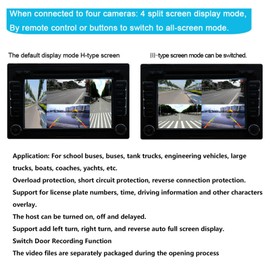 Backup Camera Control Box, 4 Channel Video Splitter Control Box DC12V 24V Image Switch Remote Control High Definition for Truck Bus Boat