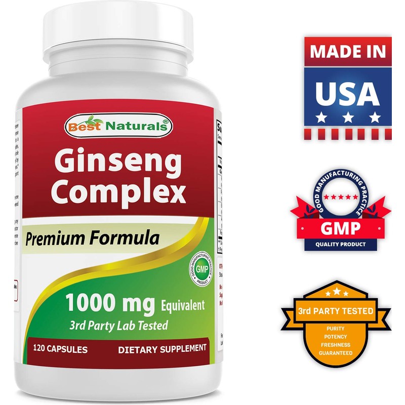 Best Naturals Ginseng Complex 1000 mg 120 Capsules (120 Count