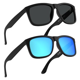 STGATN Polarized Sunglasses for Men, 2 Packs, Matte Black Rubber TR Frames, UV400 Protection, No Slip ST006