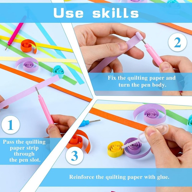 12 Pieces Paper Quilling Tools Slotted Kit Rolling Curling Quilling