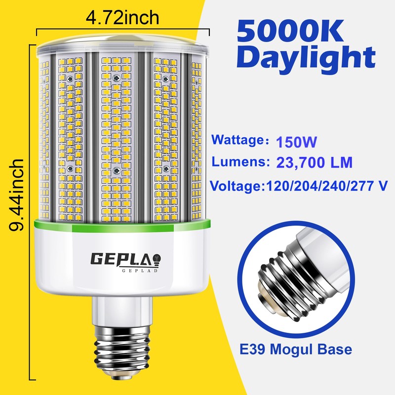 GEPLAD 1500 Watt Replacement LED Corn Bulb, 150 Watt E39