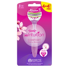 Wilkinson Sword Xtreme 3 Comfort Einweg-Haarschneider, 3 flexible Blätter, mit feuchtigkeitsspendendem Kokosnussöl, 4 + 4 Stück