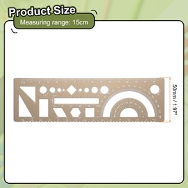 sourcing map Multifunctional Geometric Rulers 15cm Metric and SAE Aluminum Straight Edge Protractor Angle Math Measuring Ruler Geometric Drawings Templates for Drawing Drafting, Gold