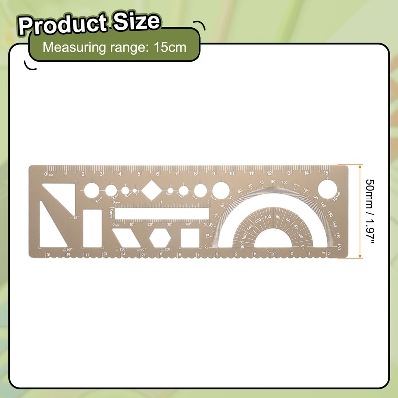 sourcing map Multifunctional Geometric Rulers 15cm Metric and SAE Aluminum
