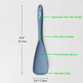 Silicone Spatula Spoon, Great for Both Cooking and Serving Durable BPA-Free Matte Black Silicone, Seamless Design, Safe for Nonstick Cooking Surfaces, 2-Pcs, Starry Blue