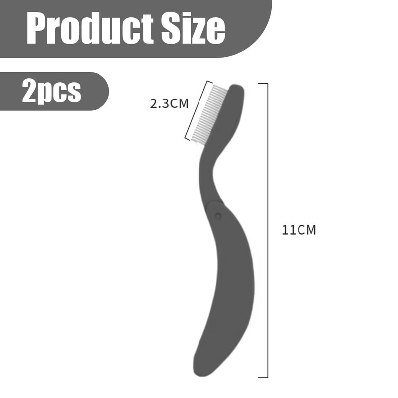 Pack of 2 Foldable Eyelash Brushes, Black Eyelash Brushes, Portable