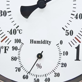 8" in Diameter Round Indoor Outdoor Mechanical Thermometer Wireless Premium Steel Wall Thermometer Hygrometer for Patio, Wall or Decorative No Battery Required Hanging Thermometer