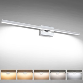 VOLISUN Modern Over Mirror Chrome Bar Vanity Light - Dimmable 5CCT LED Fixture, 39.4 inch, 24W - ETL Certificated