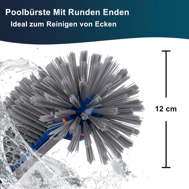 PooLiFE 17.5 inch pool brush with round ends for wall