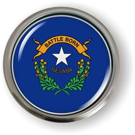 Nevada State Flag 3D Domed CAR Emblem Badge Sticker Semi-Flexible Aluminum Round Bezel