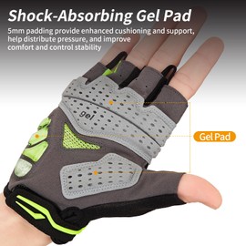 Souke Sports Mens Cycling Gloves with Gel Pads Half Finger Bike Gloves Lightweight Anti-Slip Shock-Absorbing for MTB Road Biking