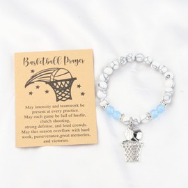 MYOSPARK Basketball Player Gifts Basketball Bracelet Jewelry Basketball Lovers Gift Basketball Team Gift Basketball Inspiration Gift (Basketball bead BR)
