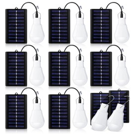 VIHOSE 8 Pcs Solar Light Bulbs Solar Powered Light Portable Emergency LED Bulb Waterproof for Camping Tent Indoor Outdoor Shed Night Fishing Chicken Coop