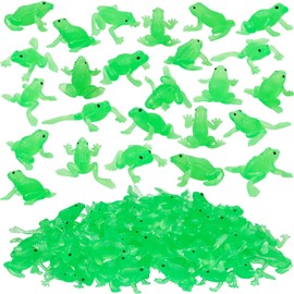 Lewtemi 100 Pcs Mini Frog Lobster Rubber Realistic Toys Frogs Crawfish Animals Toy Animals Figures for Party Favors Early Education Teaching Aids Food Models Decors Party Photo Props(Frog)