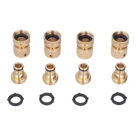 4 Pcs Garden Hose Quick Connectors Brass Water Hose Thread Fittings and Connectors for 3/4 Inch GHT Garden Hose