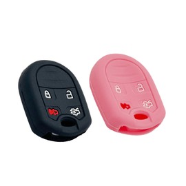 LemSa 2Pcs Keyless Entry Remote Car Key Fob Shell Cover Protective Case for Ford 2011-2016 F150 F250 F350 Mustang Fusion Explorer Taurus Expedition Lincoln MKS MKX MKZ Navigator, Black Pink