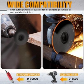 WAZIJ 3 inch Cut Off Wheels with 1/4 inch Mandrel Kit,Cutting Wheels Cutter Discs with 3/8 inch Arbor Hole 5pcs+1pack Mandrel