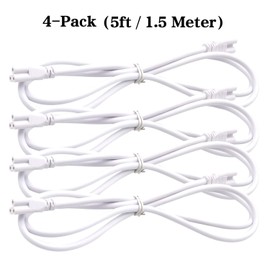 T5 T8 Extension Cords, 5ft Connector Cord, 3-Prong Extended Power Cable for Integrated LED Tube Light, Single LED Shop Garage Light Fixture, Under Cabinet Lights (Pack of 4)