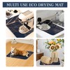Dish Drying Mat Gold Palm Tree Leaves Navy Blue Microfiber