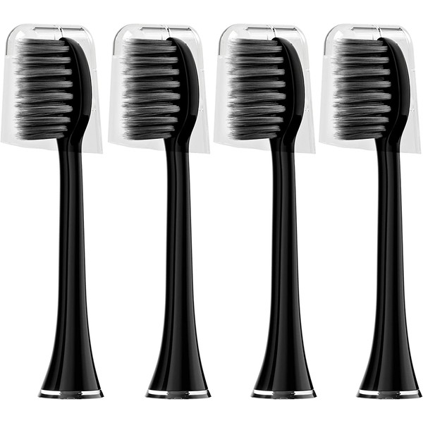Acteh Charcoal Coated Bamboo Toothbrush Replacement Heads Compatible with Acteh, JetWave UV, Sonic Edge, eBrush Models