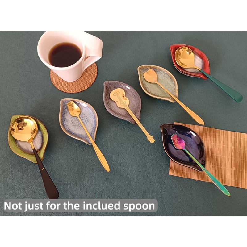 Coffee Spoon and Rest for Coffee Bar Accessories, Leaf Small