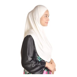 Mu Lan Legend Handmade | Muberra Instant Hijab | One Piece Easy Slip On Practical and Comfortable (White)
