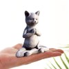 Buddha Cat Statue Zen Prayer Pose Home Memorial Decor Meditation