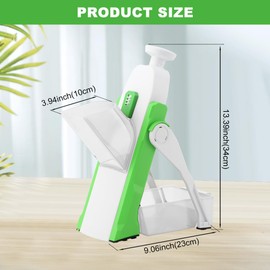 Safe Mandoline Slicer for Kitchen, Multifunctional Vegetable Salad Chopper, Potato Cucumber Slicer, Thickness Adjustable Veggie Food Chopper with Container for Kitchen Meal Prep(COLOR:Green)